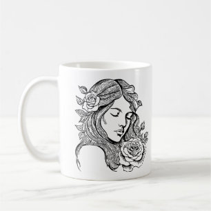 Schwarz-Weiß-Blume mit Tasse