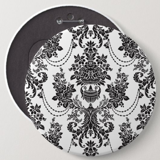 Schwarz-Weiß-Blume Muster 2 Button (Vorne & Hinten)