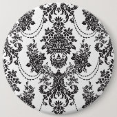 Schwarz-Weiß-Blume Muster 2 Button (Vorderseite)