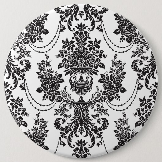 Schwarz-Weiß-Blume Muster 2 Button (Vorderseite)