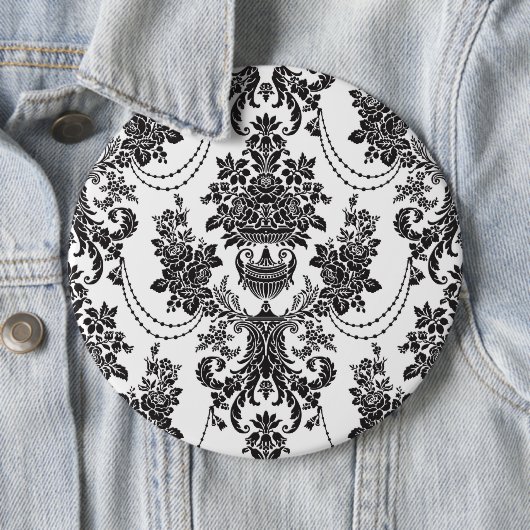 Schwarz-Weiß-Blume Muster 2 Button (Beispiel)
