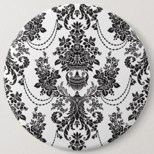 Schwarz-Weiß-Blume Muster 2 Button