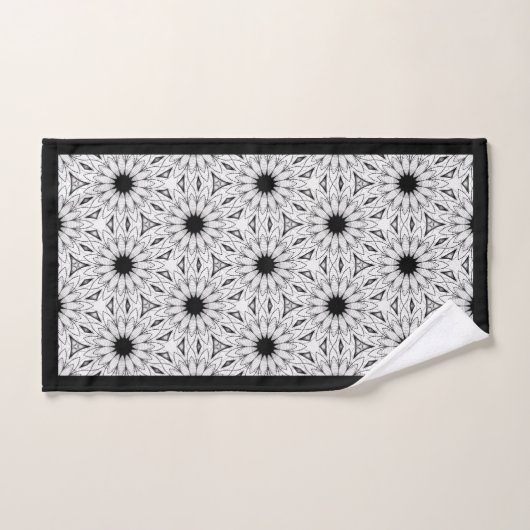 Schwarz-Weiß-Blume Muster Badetücher Badhandtuch Set (Handtuch)