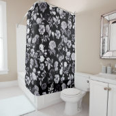 Schwarz-Weiß-Blume-Muster Duschvorhang (Beispiel)
