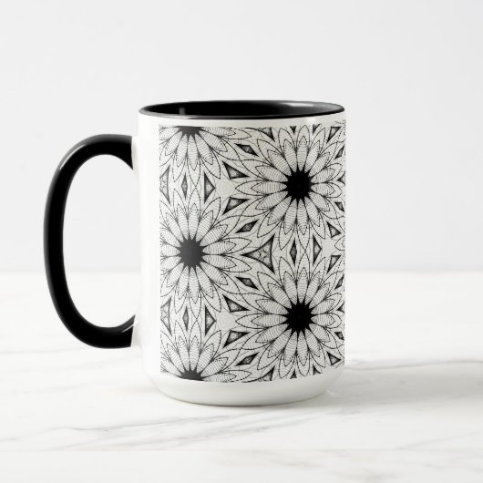 Schwarz-Weiß-Blume-Muster Tasse (Links)