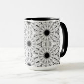 Schwarz-Weiß-Blume-Muster Tasse (VorderseiteRechts)