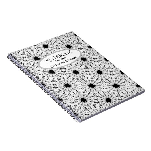 Schwarz-Weiß-Blume-Notebook Notizblock (Rechte Seite)