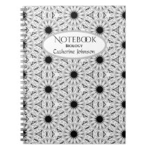 Schwarz-Weiß-Blume-Notebook