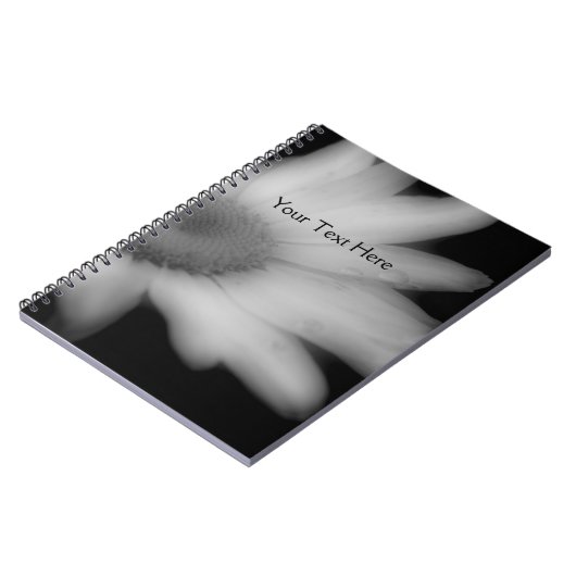 Schwarz-Weiß-Blume-Notebook Notizblock (Linke Seite)