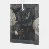 Schwarz-Weiß-Blume Ornament Aus Glas (Vorderseite links)