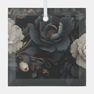 Schwarz-Weiß-Blume Ornament Aus Glas