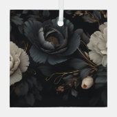 Schwarz-Weiß-Blume Ornament Aus Glas (Rückseite)