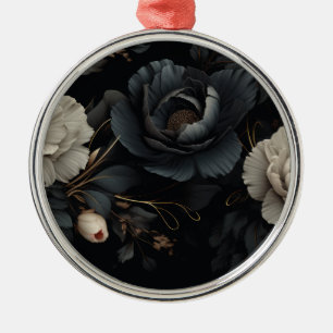Schwarz-Weiß-Blume Ornament Aus Metall