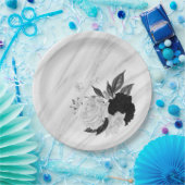 Schwarz-Weiß-Blume Pappteller (Party)