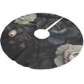 Schwarz-Weiß-Blume Polyester Weihnachtsbaumdecke (Schrägansicht)