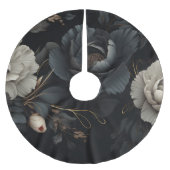 Schwarz-Weiß-Blume Polyester Weihnachtsbaumdecke (Vorderseite)