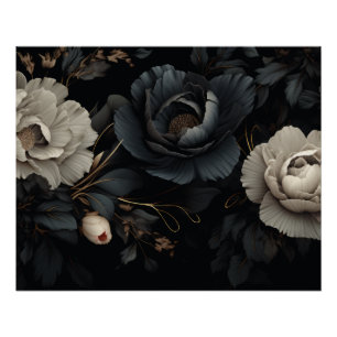 Schwarz-Weiß-Blume Poster