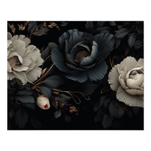 Schwarz-Weiß-Blume Poster (Vorderseite)