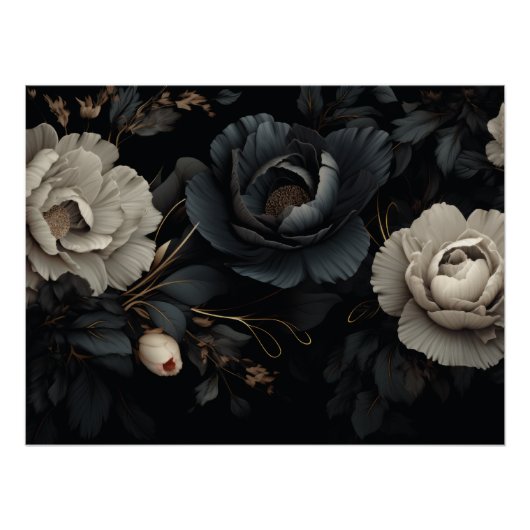 Schwarz-Weiß-Blume Poster (Vorderseite)