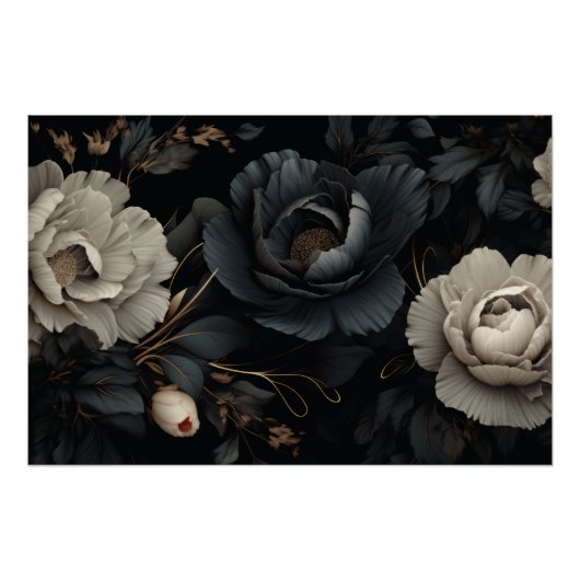 Schwarz-Weiß-Blume Poster (Vorderseite)