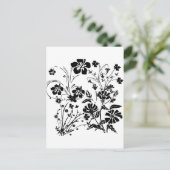 Schwarz-Weiß-Blume Postkarte (Stehend Vorderseite)