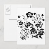 Schwarz-Weiß-Blume Postkarte (Vorne/Hinten)