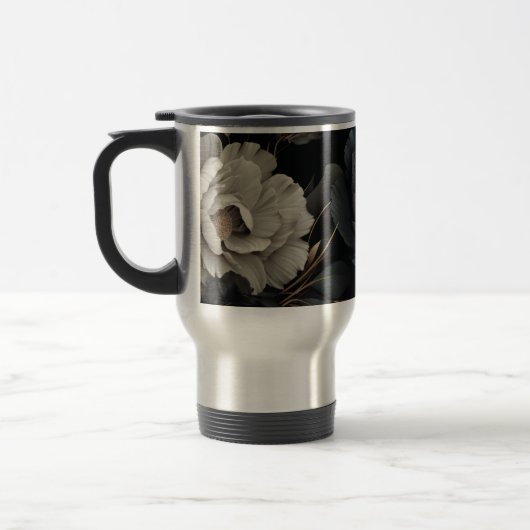 Schwarz-Weiß-Blume Reisebecher (Links)