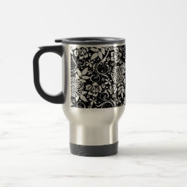 Schwarz-Weiß-Blume Reisen Tasse