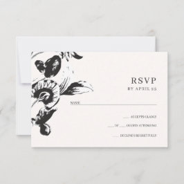 Schwarz-Weiß-Blume RSVP Karte