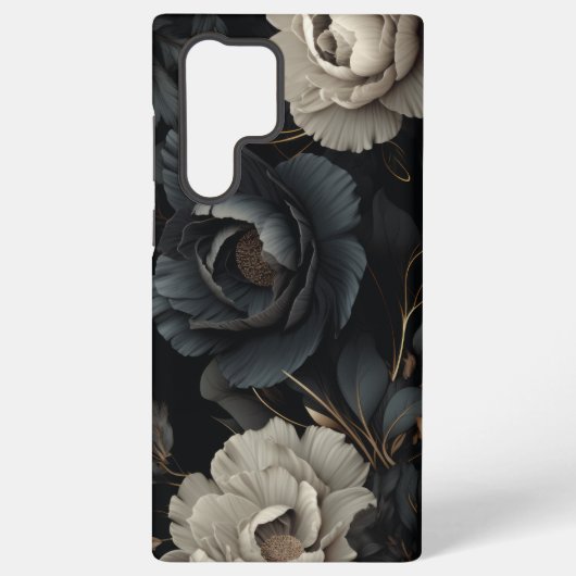Schwarz-Weiß-Blume Samsung Galaxy Hülle (Rückseite)