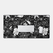 Schwarz-Weiß-Blume Schreibtischunterlage (Tastatur & Maus)