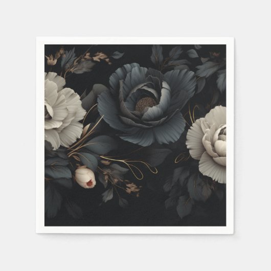 Schwarz-Weiß-Blume Serviette (Vorderseite)