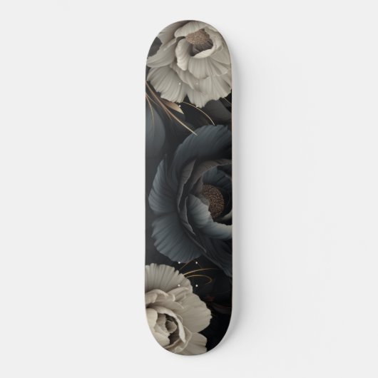 Schwarz-Weiß-Blume Skateboard (Vorderseite)