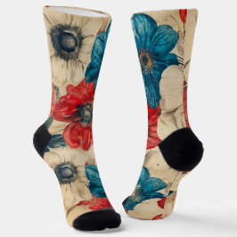Schwarz-Weiß-Blume Socken