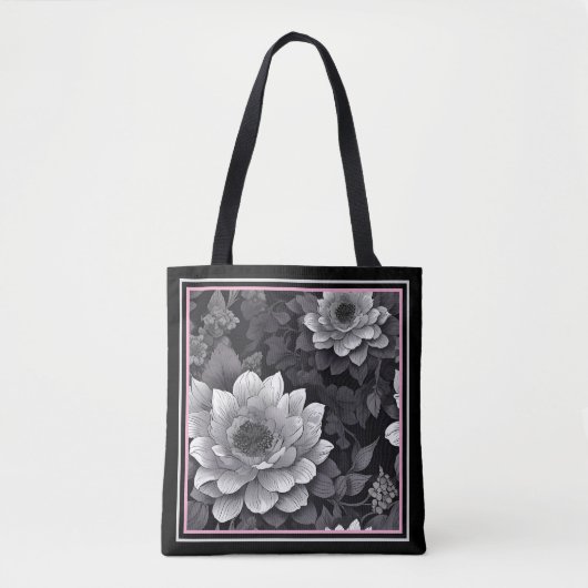 Schwarz-Weiß-Blume Tasche (Vorderseite)