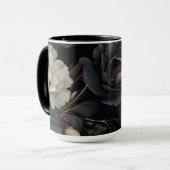 Schwarz-Weiß-Blume Tasse (Vorderseite Links)