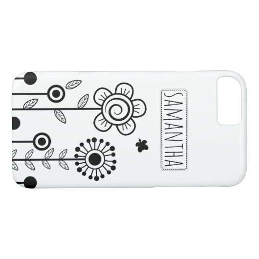 Schwarz-Weiß-Blume und Blumenbezeichnungen Case-Mate iPhone Hülle (Rückseite (Horizontal))