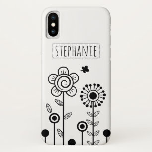 Schwarz-Weiß-Blume und Blumenbezeichnungen Case-Mate iPhone Hülle