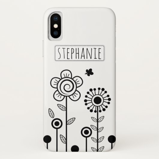 Schwarz-Weiß-Blume und Blumenbezeichnungen Case-Mate iPhone Hülle (Rückseite)