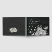 Schwarz-Weiß-Blume und grüne Blätter Gästebuch (Voll)