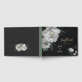 Schwarz-Weiß-Blume und grüne Blätter Gästebuch (Voll)