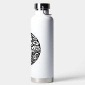 Schwarz-Weiß-Blume und Pilze Vintag Trinkflasche (links)