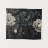 Schwarz-Weiß-Blume Wandteppich (Vorderseite (Horizontal))