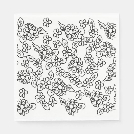 Schwarz-Weiß-Blume zeichnend Serviette (Vorderseite)