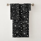 Schwarz-Weiß-Blumen Badhandtuch Set (Insitu)