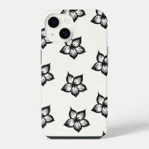Schwarz-Weiß-Blumen-Blumen-Handyhülle für iPhone 1