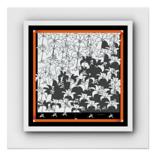 Schwarz Weiß Blumen Blüte Poster