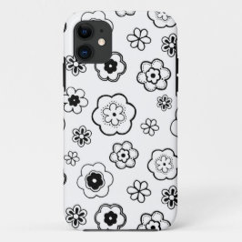Schwarz-Weiß-Blumen iPhone 11 Hülle