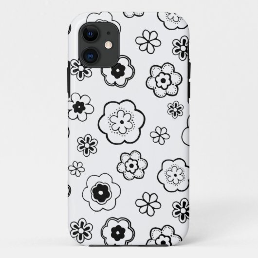 Schwarz-Weiß-Blumen Case-Mate iPhone Hülle (Rückseite)