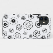 Schwarz-Weiß-Blumen Case-Mate iPhone Hülle (Rückseite (Horizontal))